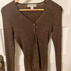 Casual Corner Shimmering Brown Cardigan